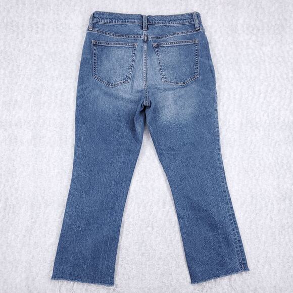 J.Crew Jeans Women's 28 Blue Mid-Rise Flare Crop Raw Hem Distressed Y2K Retro - Picture 3 of 13
